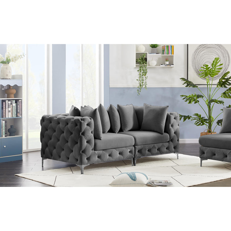 Meridian Tremblay Grey Velvet Modular Sofa IMAGE 4