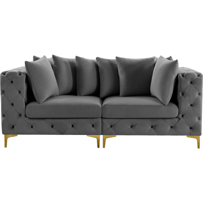 Meridian Tremblay Grey Velvet Modular Sofa IMAGE 5