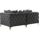 Meridian Tremblay Grey Velvet Modular Sofa IMAGE 9