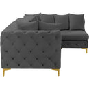 Meridian Tremblay Grey Velvet Modular Sectional IMAGE 11