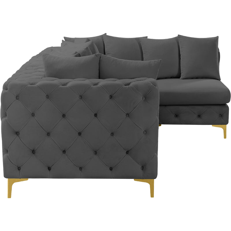 Meridian Tremblay Grey Velvet Modular Sectional IMAGE 11