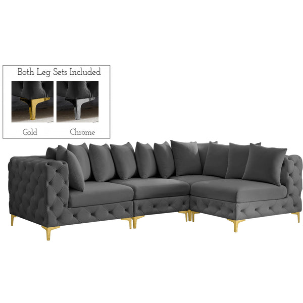 Meridian Tremblay Grey Velvet Modular Sectional IMAGE 1