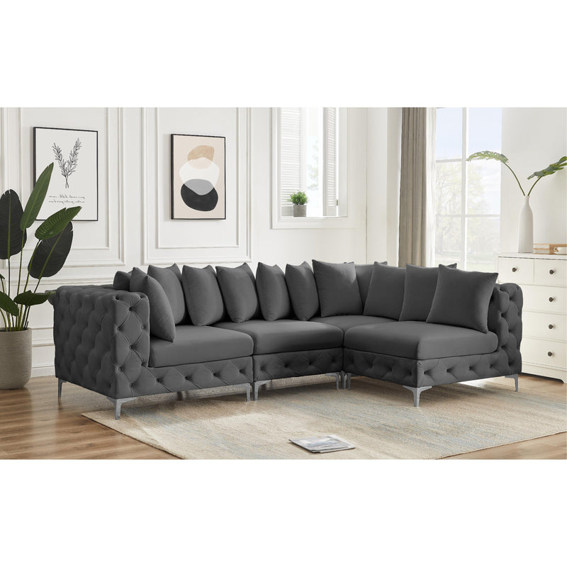 Meridian Tremblay Grey Velvet Modular Sectional IMAGE 4