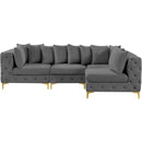 Meridian Tremblay Grey Velvet Modular Sectional IMAGE 5
