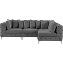 Meridian Tremblay Grey Velvet Modular Sectional IMAGE 6