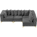 Meridian Tremblay Grey Velvet Modular Sectional IMAGE 7