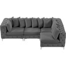 Meridian Tremblay Grey Velvet Modular Sectional IMAGE 8