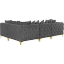 Meridian Tremblay Grey Velvet Modular Sectional IMAGE 9