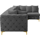 Meridian Tremblay Grey Velvet Modular Sectional IMAGE 11