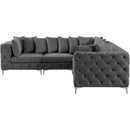 Meridian Tremblay Grey Velvet Modular Sectional IMAGE 10