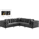 Meridian Tremblay Grey Velvet Modular Sectional IMAGE 2