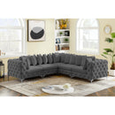 Meridian Tremblay Grey Velvet Modular Sectional IMAGE 4