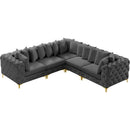 Meridian Tremblay Grey Velvet Modular Sectional IMAGE 5