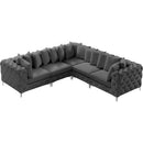 Meridian Tremblay Grey Velvet Modular Sectional IMAGE 6