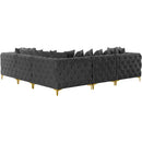 Meridian Tremblay Grey Velvet Modular Sectional IMAGE 7
