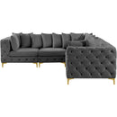 Meridian Tremblay Grey Velvet Modular Sectional IMAGE 9