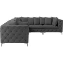 Meridian Tremblay Grey Velvet Modular Sectional IMAGE 10