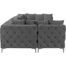 Meridian Tremblay Grey Velvet Modular Sectional IMAGE 10