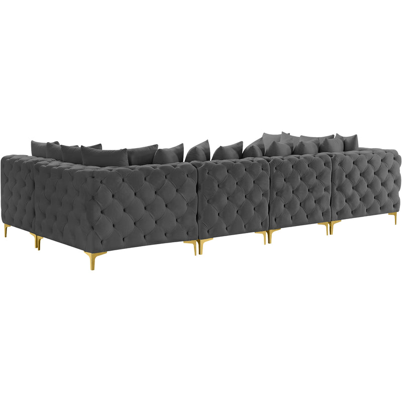 Meridian Tremblay Grey Velvet Modular Sectional IMAGE 11