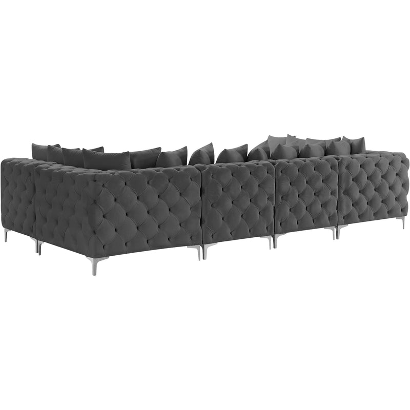 Meridian Tremblay Grey Velvet Modular Sectional IMAGE 12