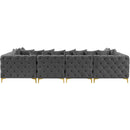 Meridian Tremblay Grey Velvet Modular Sectional IMAGE 13