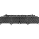 Meridian Tremblay Grey Velvet Modular Sectional IMAGE 14