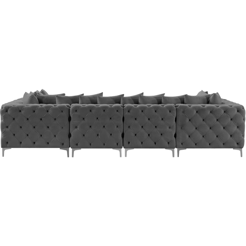 Meridian Tremblay Grey Velvet Modular Sectional IMAGE 14