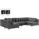 Meridian Tremblay Grey Velvet Modular Sectional IMAGE 2