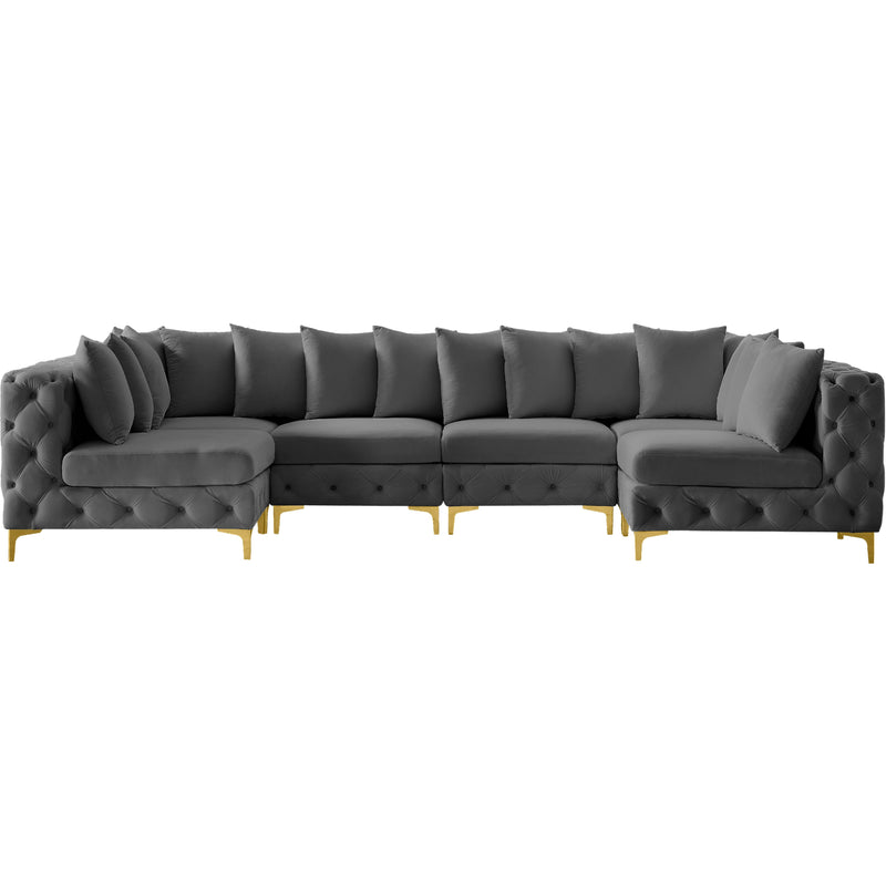 Meridian Tremblay Grey Velvet Modular Sectional IMAGE 5