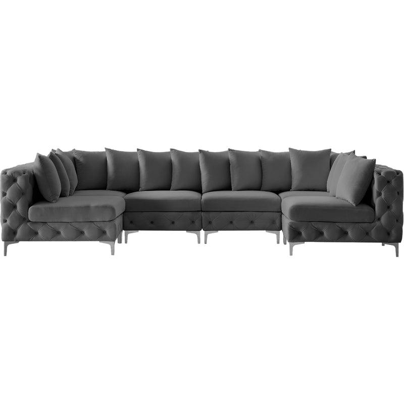 Meridian Tremblay Grey Velvet Modular Sectional IMAGE 6