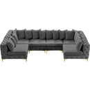 Meridian Tremblay Grey Velvet Modular Sectional IMAGE 7