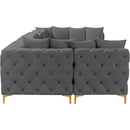 Meridian Tremblay Grey Velvet Modular Sectional IMAGE 9