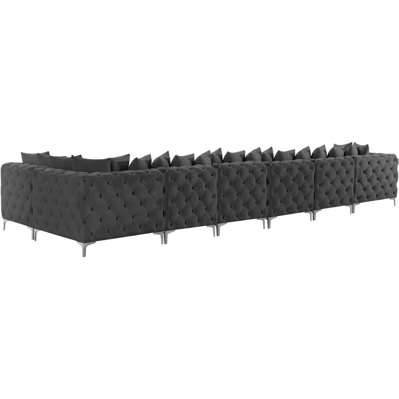 Meridian Tremblay Grey Velvet Modular Sectional IMAGE 10