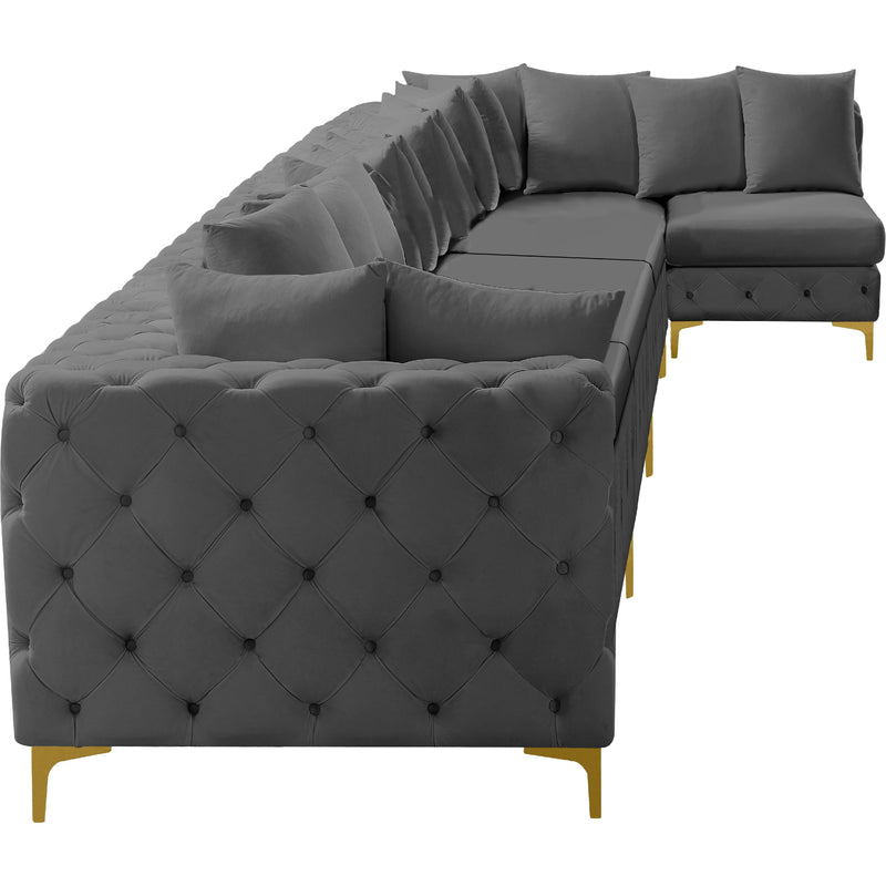 Meridian Tremblay Grey Velvet Modular Sectional IMAGE 11
