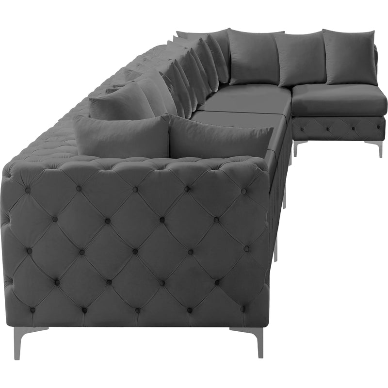 Meridian Tremblay Grey Velvet Modular Sectional IMAGE 12