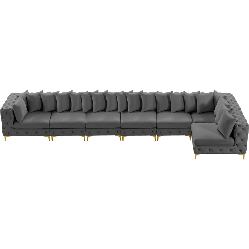Meridian Tremblay Grey Velvet Modular Sectional IMAGE 15