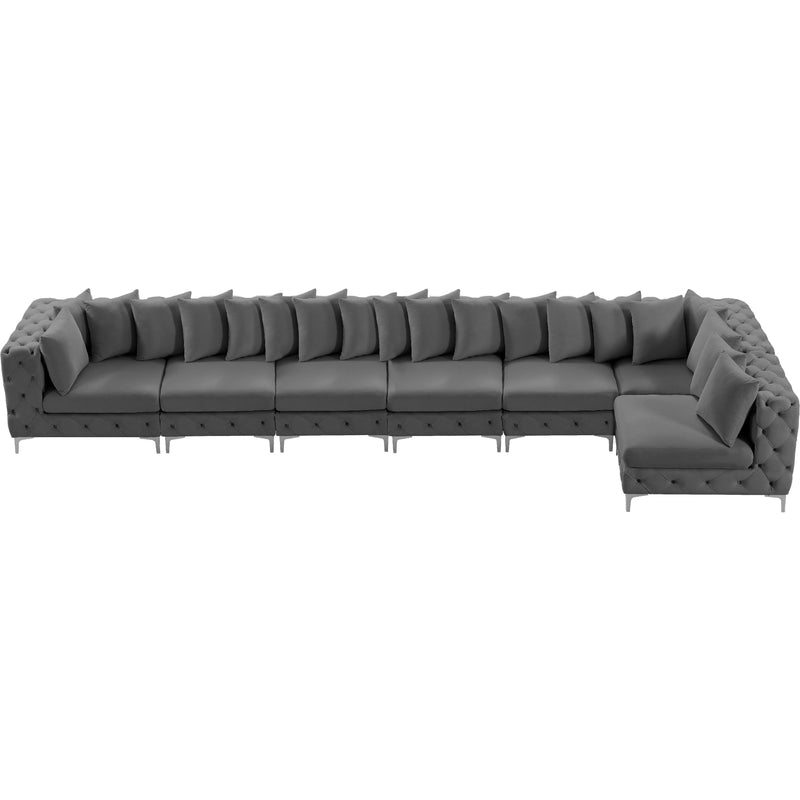 Meridian Tremblay Grey Velvet Modular Sectional IMAGE 16