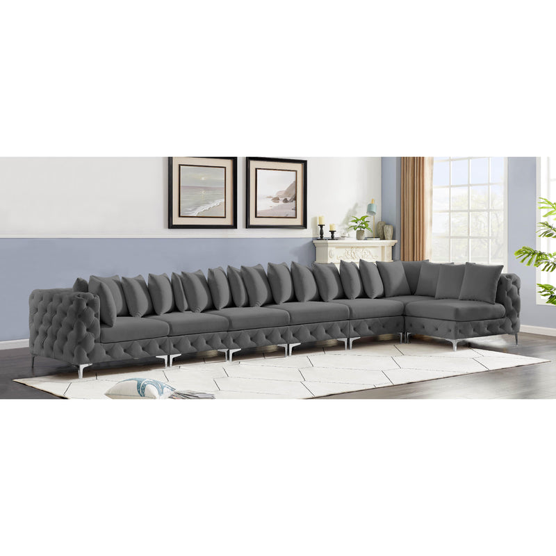 Meridian Tremblay Grey Velvet Modular Sectional IMAGE 4