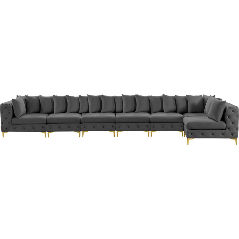 Meridian Tremblay Grey Velvet Modular Sectional IMAGE 5