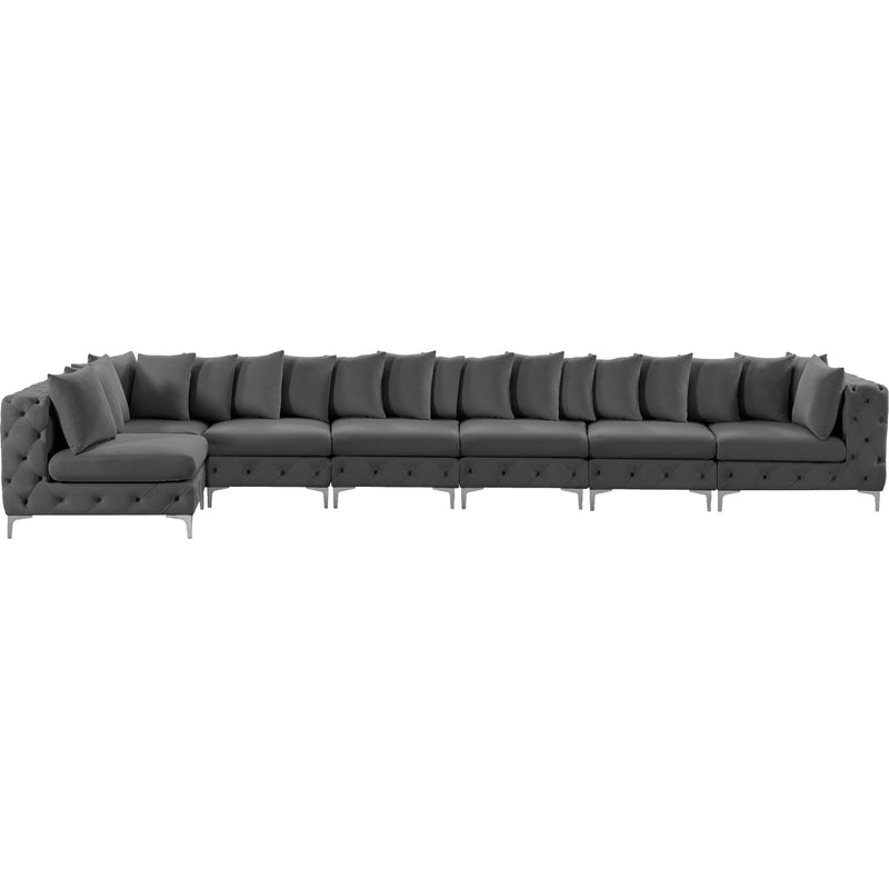 Meridian Tremblay Grey Velvet Modular Sectional IMAGE 8