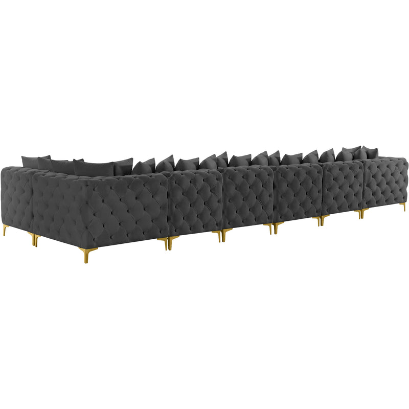 Meridian Tremblay Grey Velvet Modular Sectional IMAGE 9