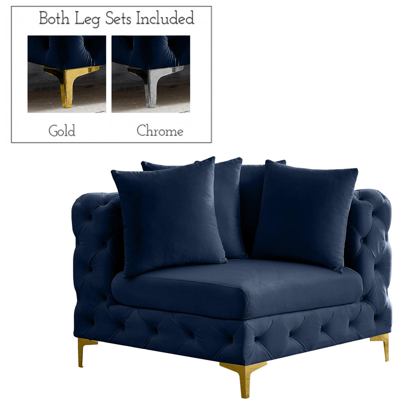 Meridian Tremblay Stationary Fabric Chair 686Navy-Corner IMAGE 1