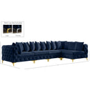Meridian Tremblay Navy Velvet Modular Sectional IMAGE 13