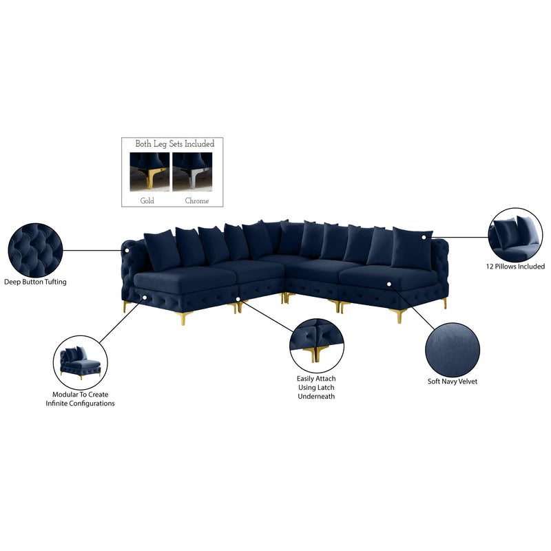 Meridian Tremblay Navy Velvet Modular Sectional IMAGE 12