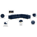 Meridian Tremblay Navy Velvet Modular Sectional IMAGE 14