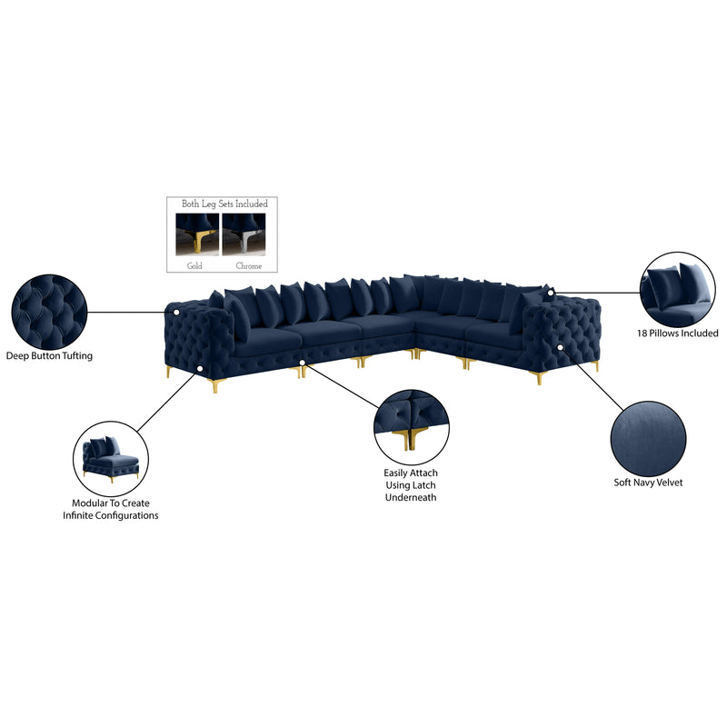 Meridian Tremblay Navy Velvet Modular Sectional IMAGE 14