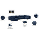 Meridian Tremblay Navy Velvet Modular Sectional IMAGE 14