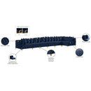 Meridian Tremblay Navy Velvet Modular Sectional IMAGE 18