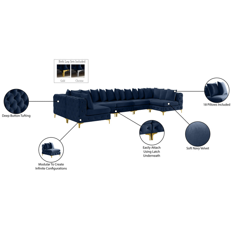 Meridian Tremblay Navy Velvet Modular Sectional IMAGE 16