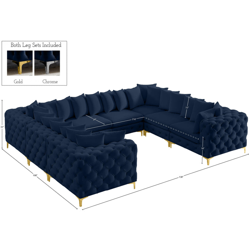 Meridian Tremblay Navy Velvet Modular Sectional IMAGE 13